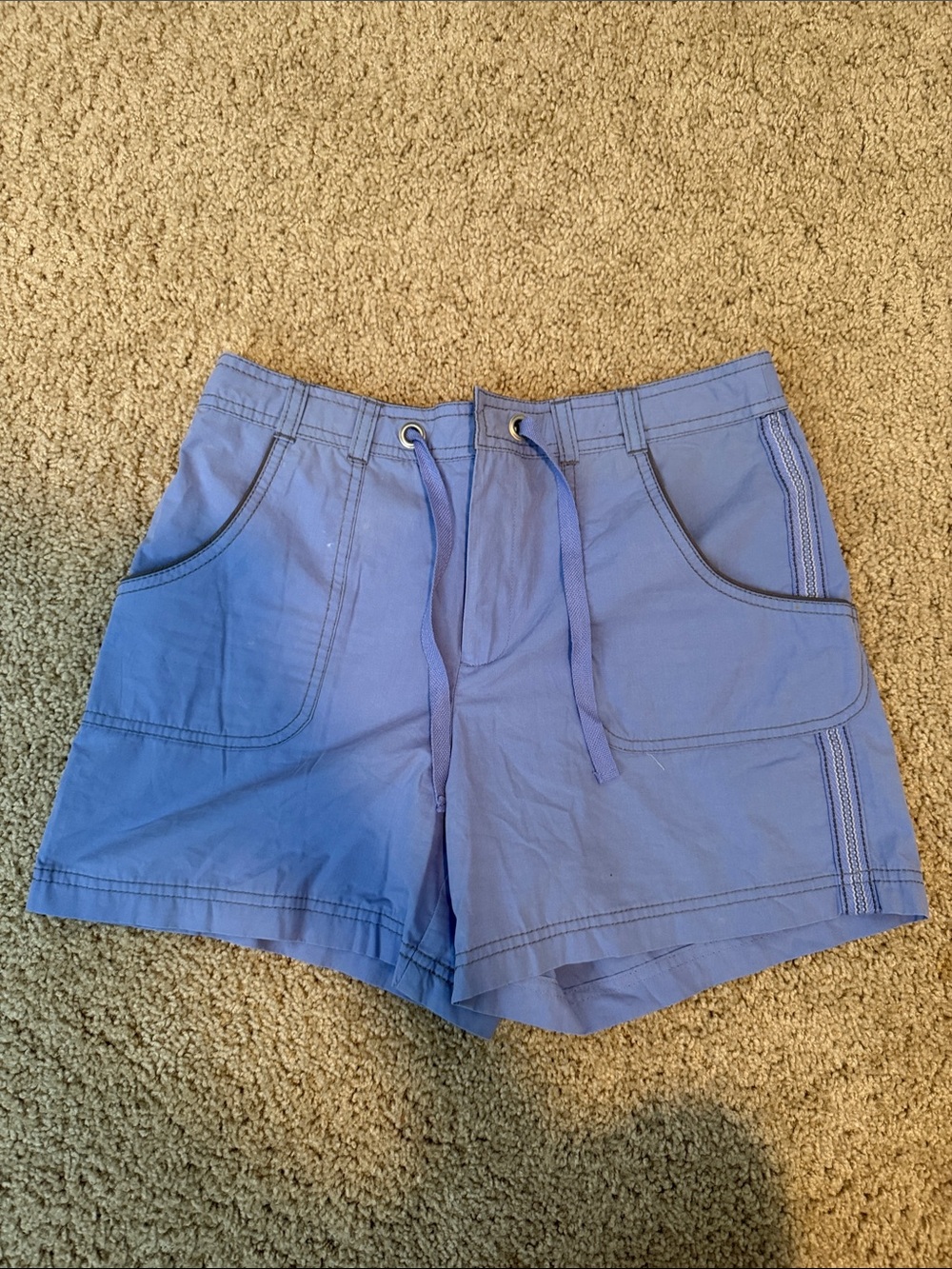 Casual Lavender Drawstring Cargo Shorts for Women